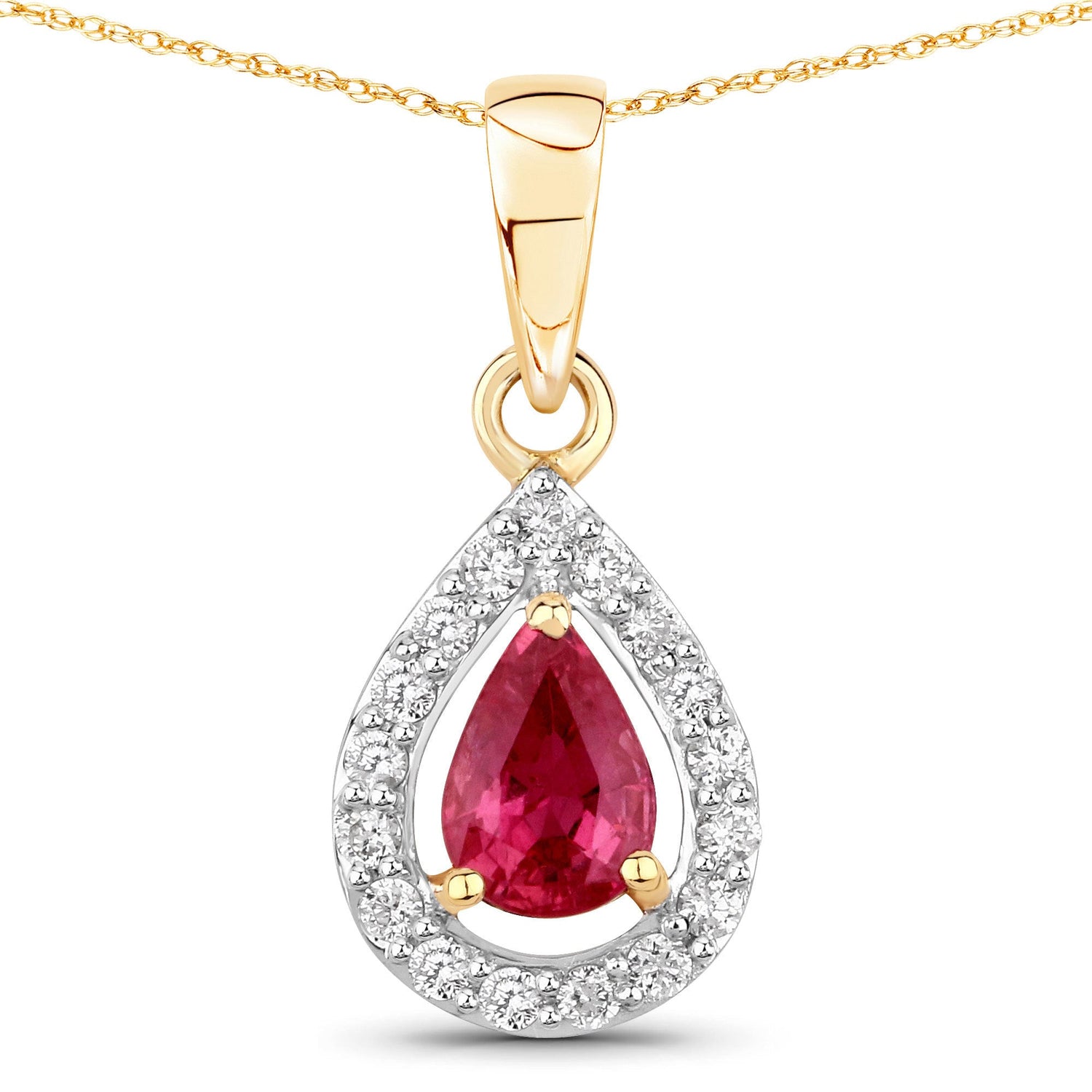 1.03 Carat Genuine Ruby and White Diamond 14K Yellow Gold Pendant by Bids.com