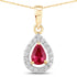 1.03 Carat Genuine Ruby and White Diamond 14K Yellow Gold Pendant by Bids.com