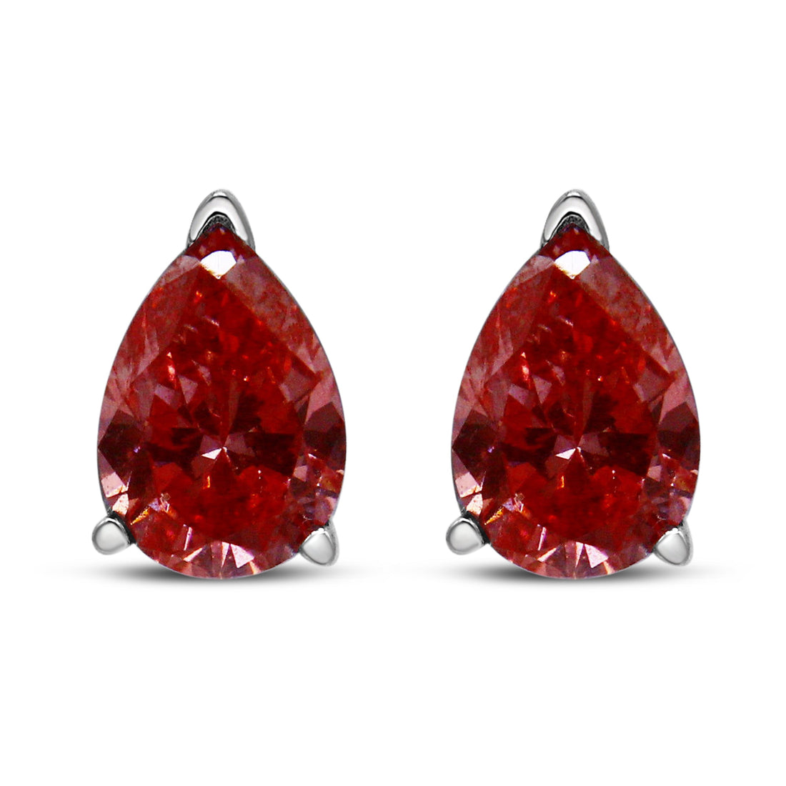 14K White Gold 1/2 Cttw Lab Grown Pink Pear Diamond 3 Prong Set Martini Solitaire Stud Earrings (Pink Color, VS2-SI1 Clarity) by Bids.com