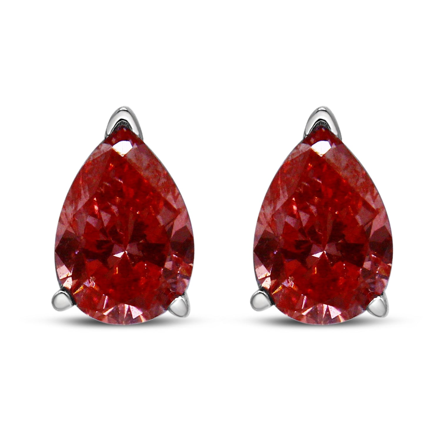 14K White Gold 1/2 Cttw Lab Grown Pink Pear Diamond 3 Prong Set Martini Solitaire Stud Earrings (Pink Color, VS2-SI1 Clarity) by Bids.com