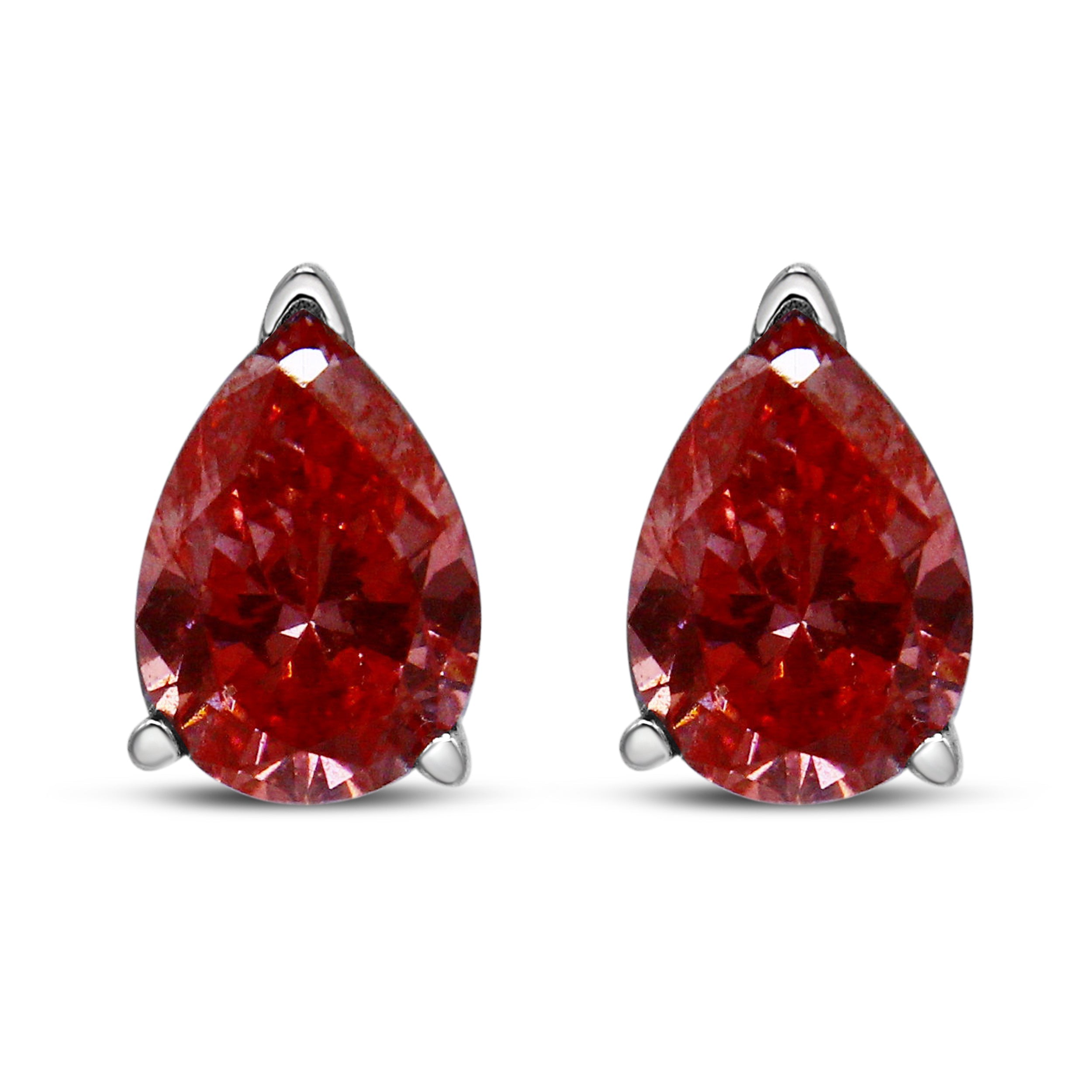 14K White Gold 1/2 Cttw Lab Grown Pink Pear Diamond 3 Prong Set Martini Solitaire Stud Earrings (Pink Color, VS2-SI1 Clarity) by Bids.com