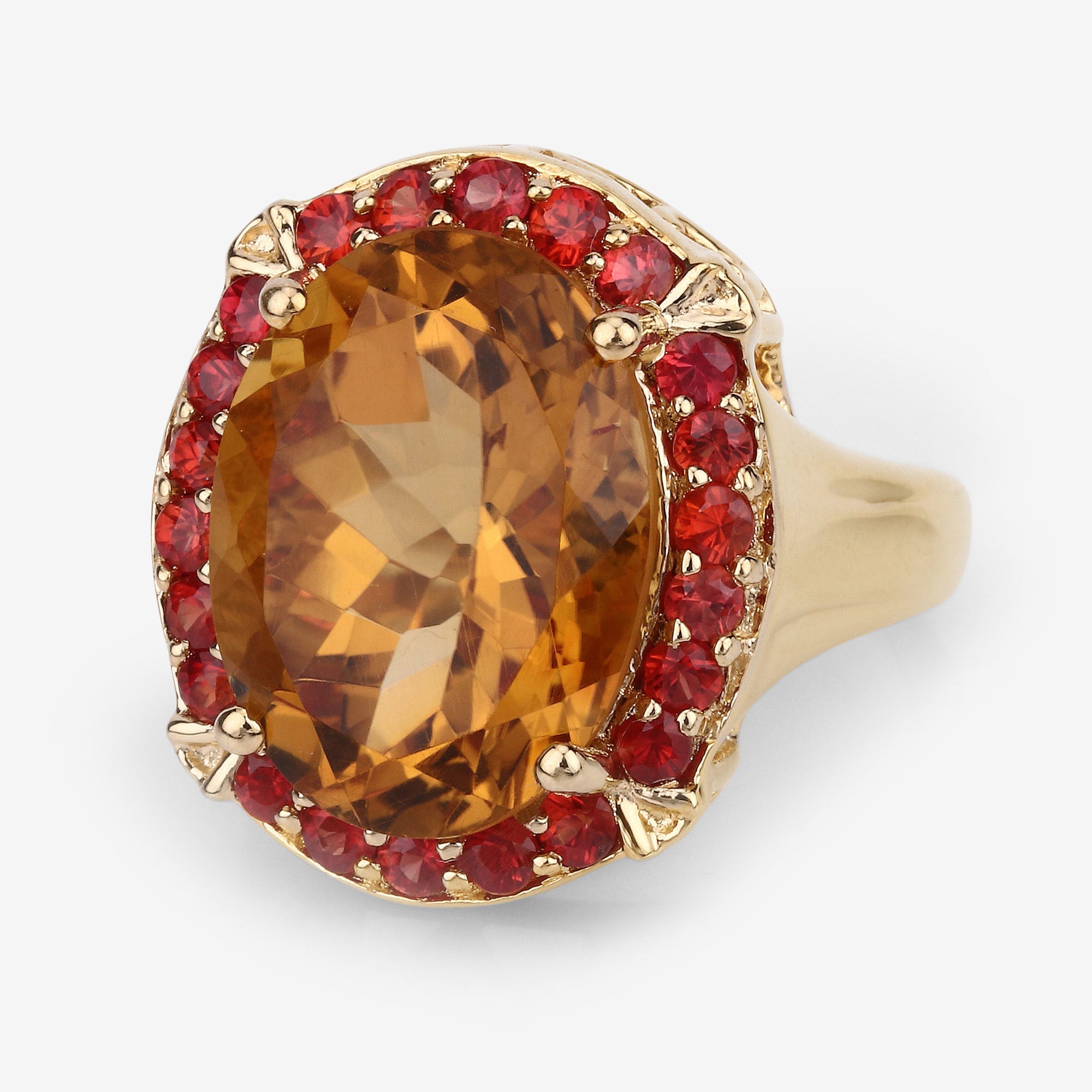 9.38 Carat Genuine Citrine and Orange Sapphire .925 Sterling Silver Ring by Bids.com