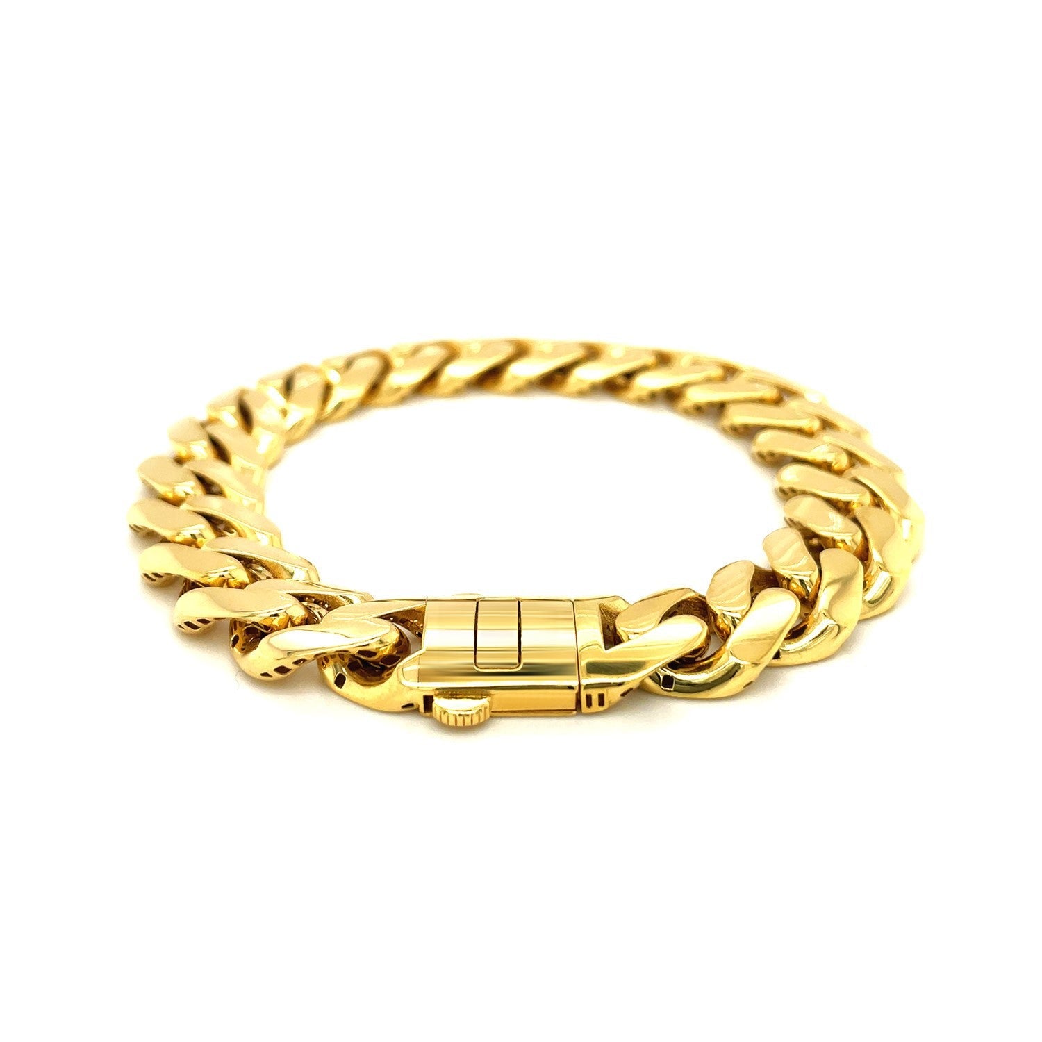 14k Yellow Gold 8 1/2 inch Wide Polished Curb Chain Bracelet by Bids.com