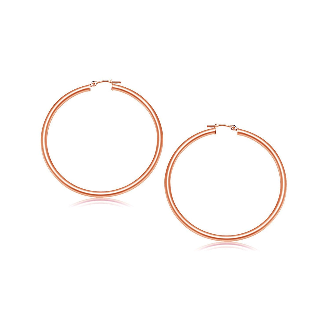 14k Rose Gold Polished Hoop Earrings (25 mm) by Bids.com