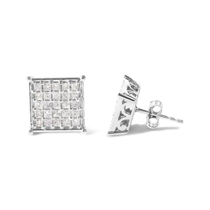 10K White Gold 3/4 Cttw Princess Diamond Composite Stud Earrings (I-J Color, I1-I2 Clarity) by Bids.com