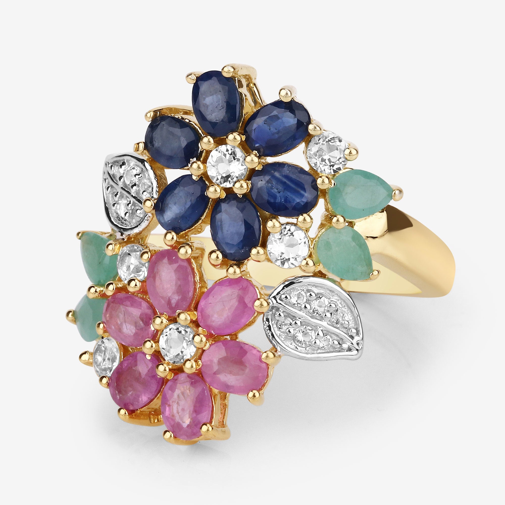 3.65 Carat Genuine Multi Stones .925 Sterling Silver Ring by Bids.com