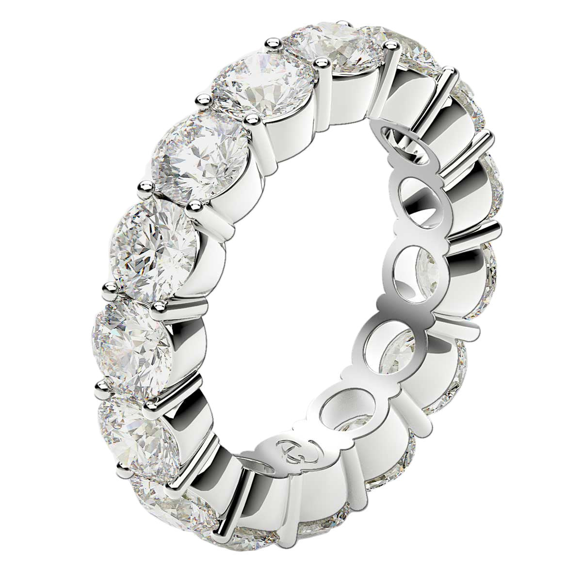 Round Cut Lab Grown Diamond Eternity Ring in 14k White Gold (5 cttw FG/VS2)  DestGlow
