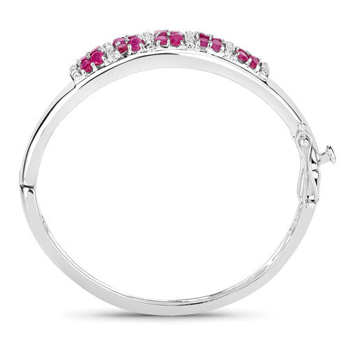6.65 Carat Genuine Ruby and White Topaz .925 Sterling Silver Bracelet by Bids.com