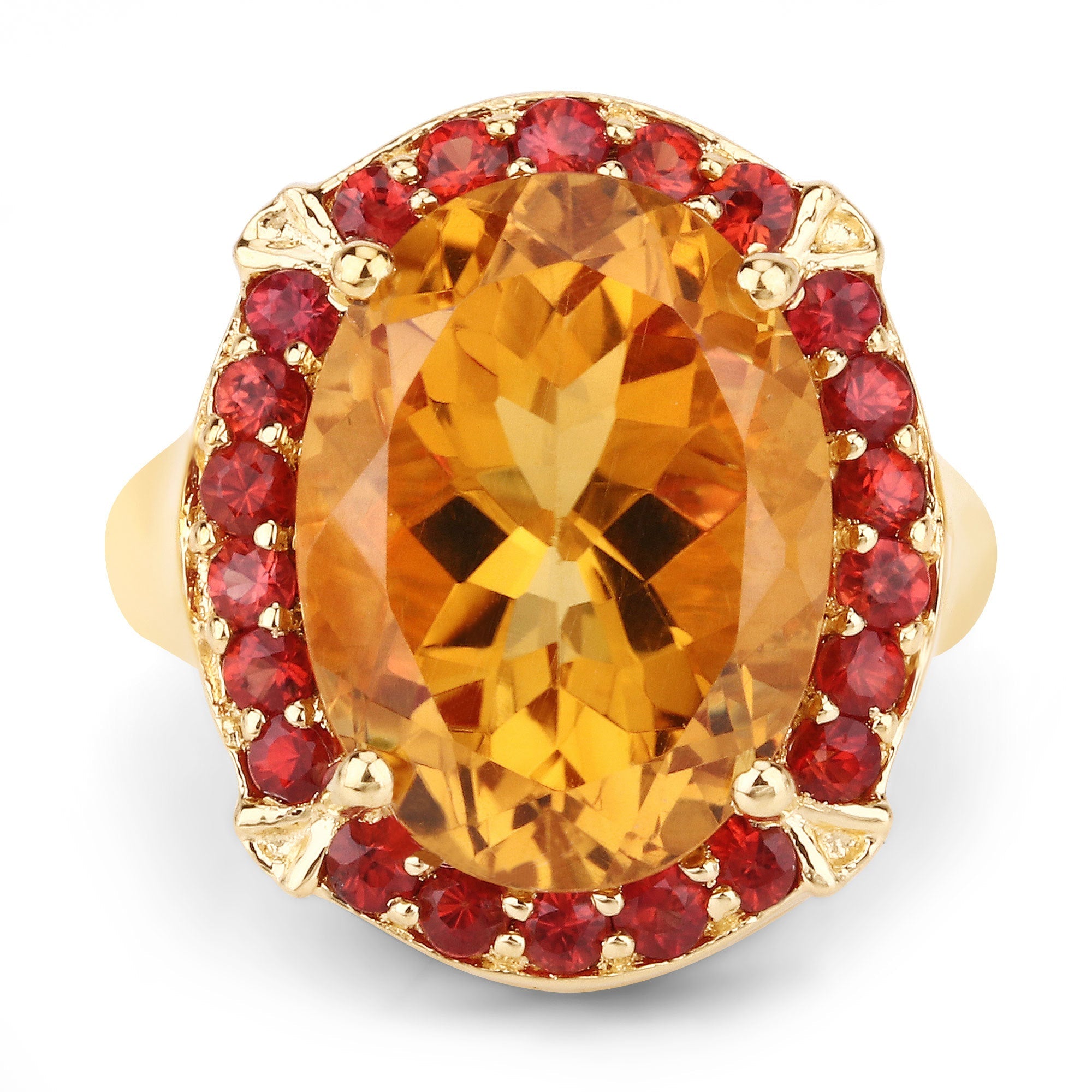 9.38 Carat Genuine Citrine and Orange Sapphire .925 Sterling Silver Ring by Bids.com