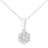 14K White Gold 1/2 cttw Prong Set Round-Cut Diamond 7 Stone Floral Cluster 18" Pendant Necklace (H-I Color, I1-I2 Clarity) by Bids.com