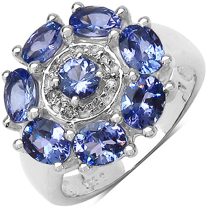 2.58 Carat Genuine Tanzanite &amp; White Topaz .925 Sterling Silver Ring by Bids.com