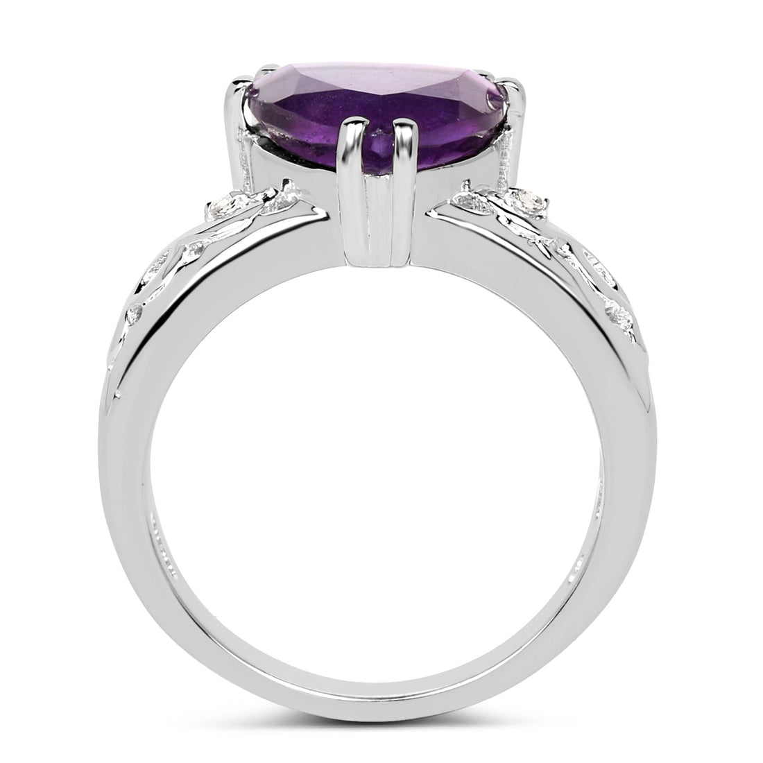 2.71 Carat Genuine Amethyst and White Topaz .925 Sterling Silver Ring by Bids.com