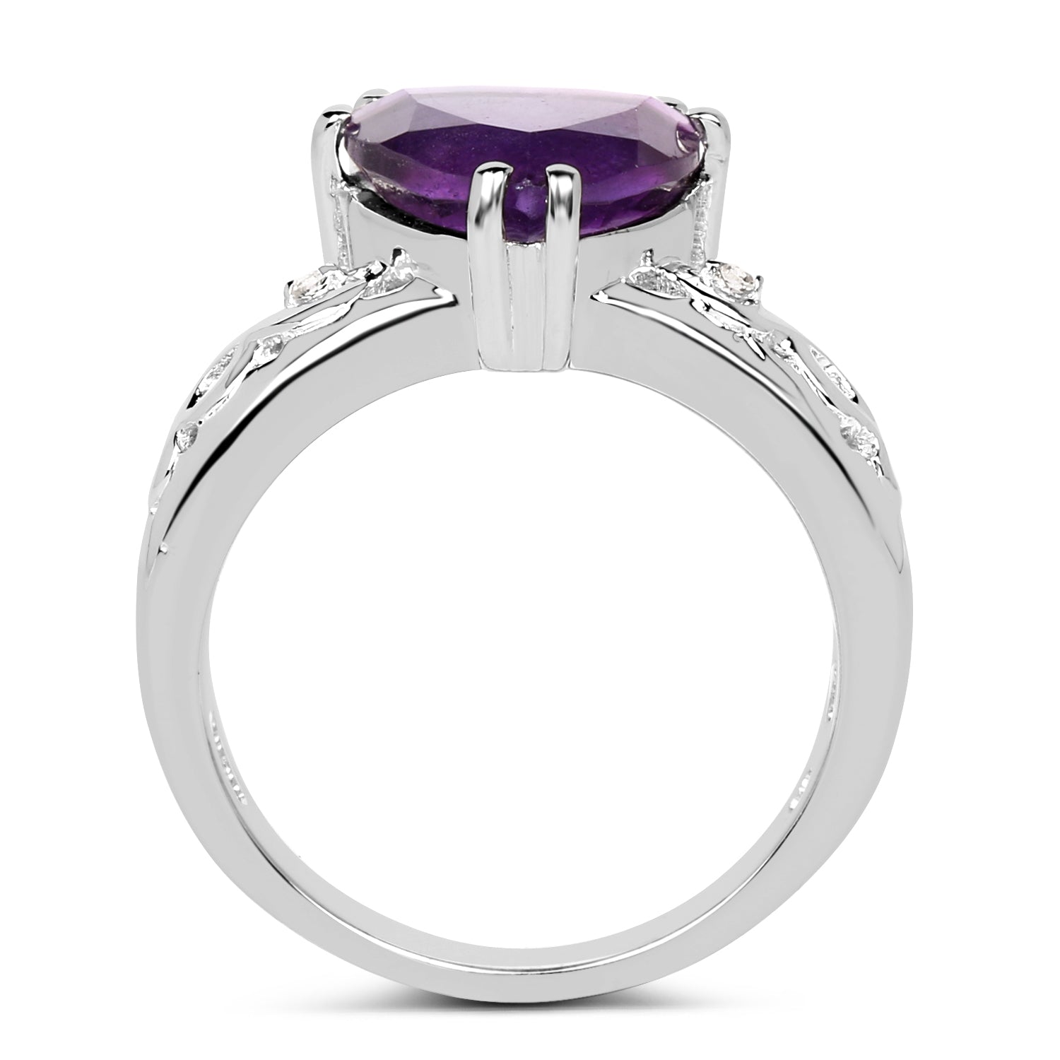 2.71 Carat Genuine Amethyst and White Topaz .925 Sterling Silver Ring by Bids.com