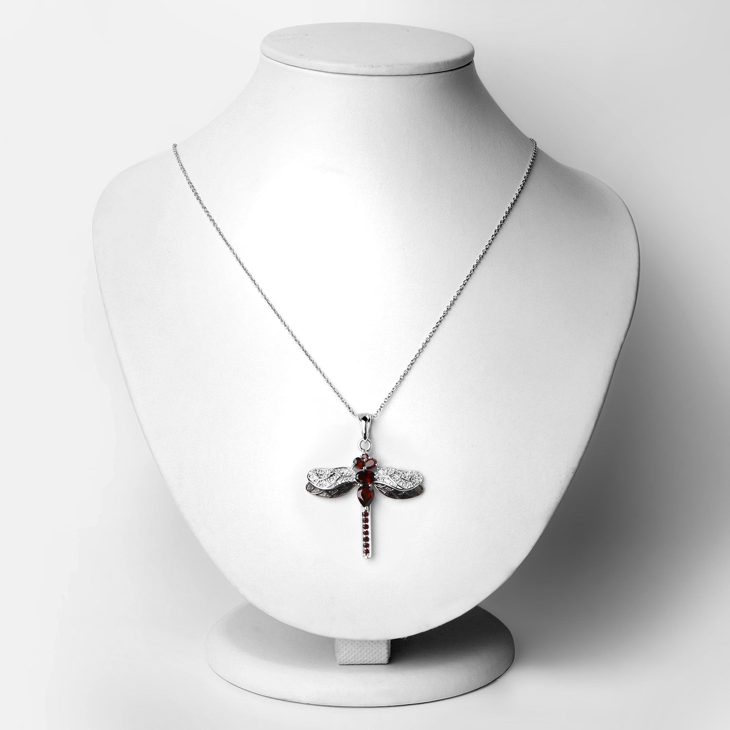 2.29 Carat Genuine Garnet and White Topaz .925 Sterling Silver Pendant by Bids.com
