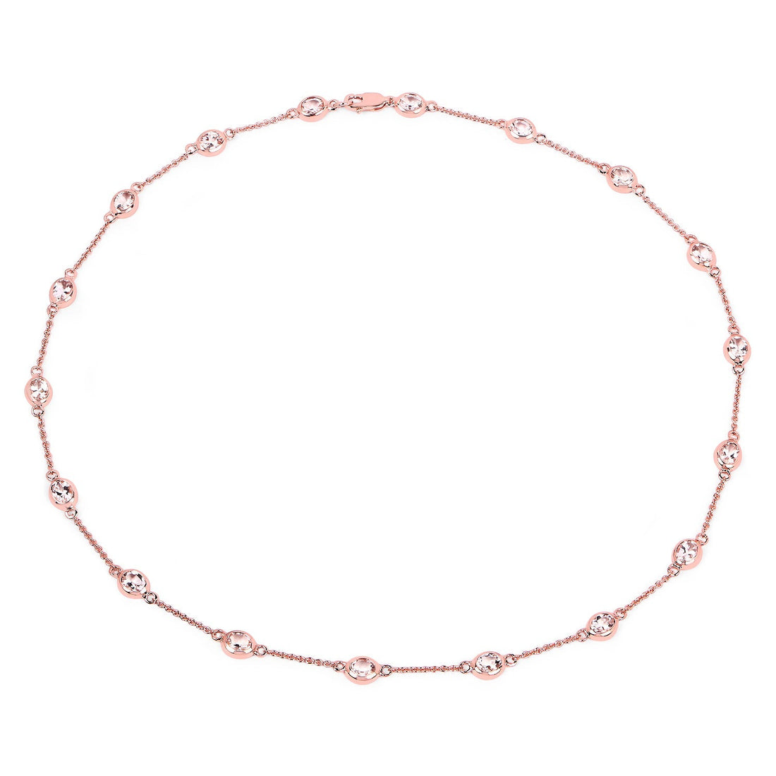 14K Rose Gold Plated 4.50 Carat Genuine Morganite .925 Sterling Silver Necklace  DestGlow