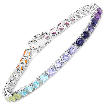12.04 Carat Genuine Multi Stone .925 Sterling Silver Bracelet by Bids.com