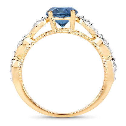 1.27 Carat Genuine Blue Sapphire and White Diamond 14K Yellow Gold Ring by Bids.com