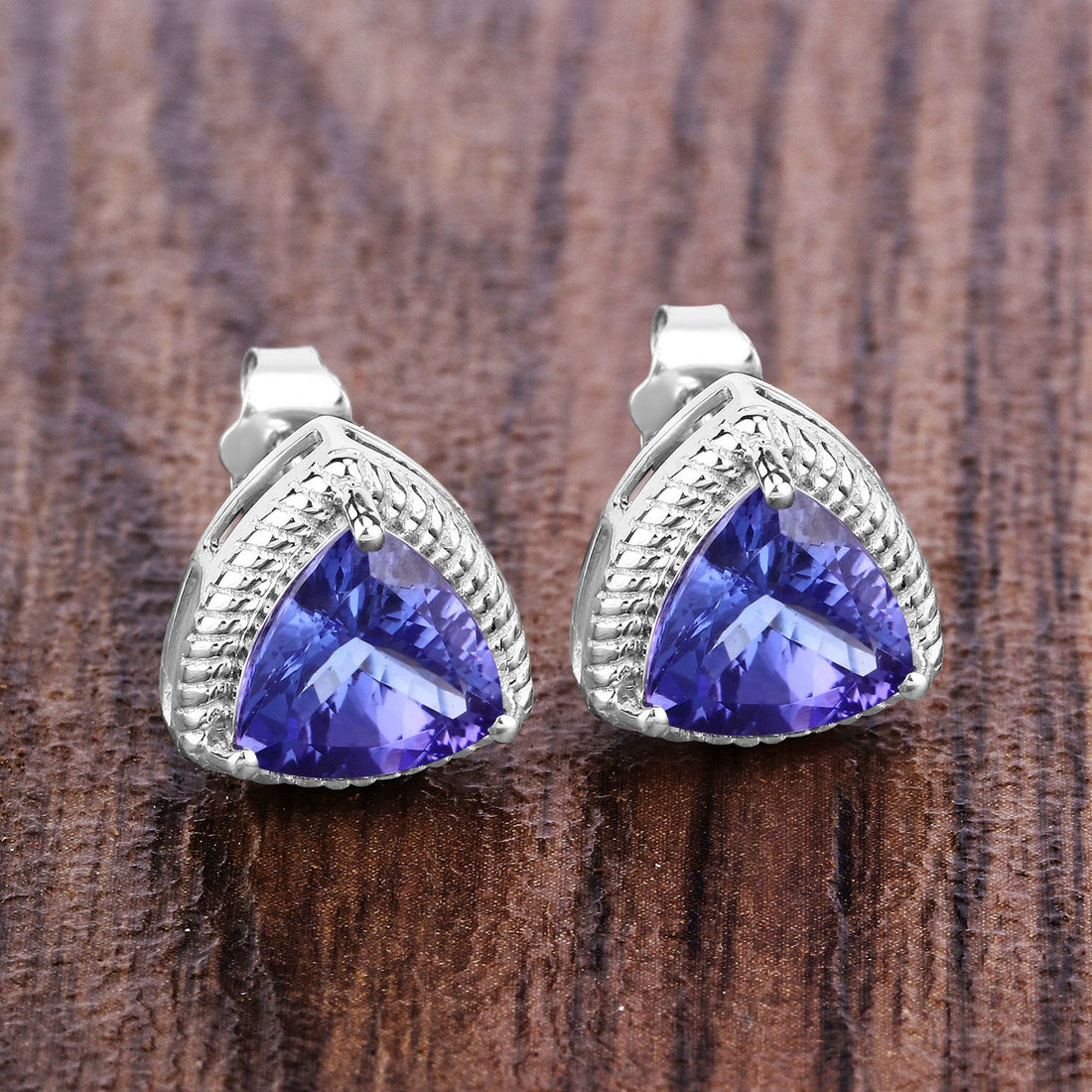 4.24 Carat Genuine Tanzanite 14K White Gold Earrings by Bids.com