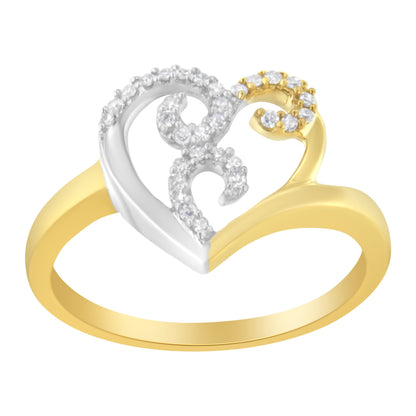 10K Two-Toned Gold Diamond Heart Shape Cluster Ring (1/6 Cttw, H-I Color, I1-I2 Clarity) - Size 6 by Bids.com