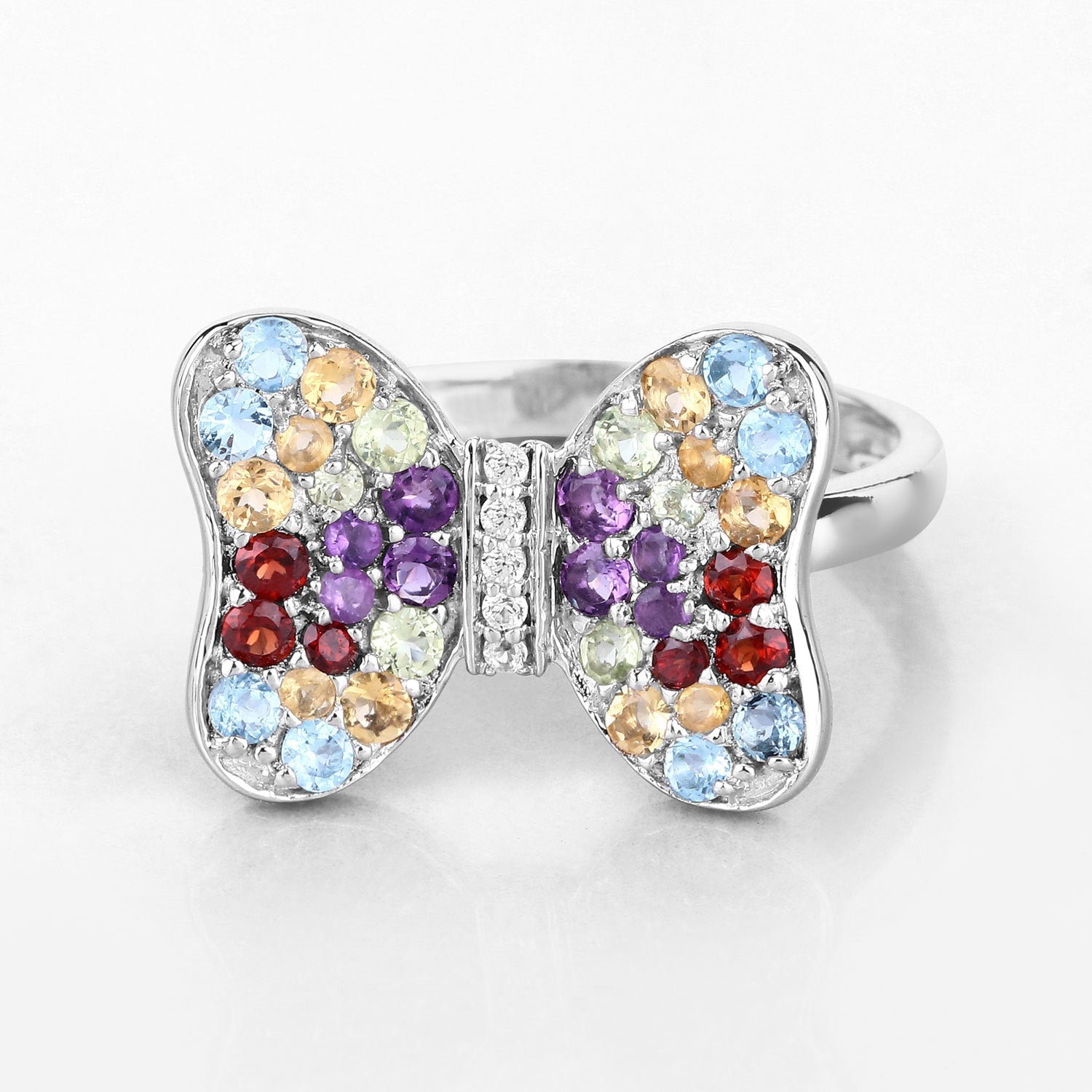 1.18 Carat Genuine Multi Stones .925 Sterling Silver Ring by Bids.com