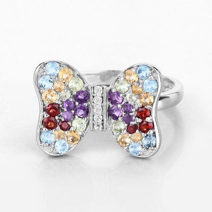1.18 Carat Genuine Multi Stones .925 Sterling Silver Ring by Bids.com