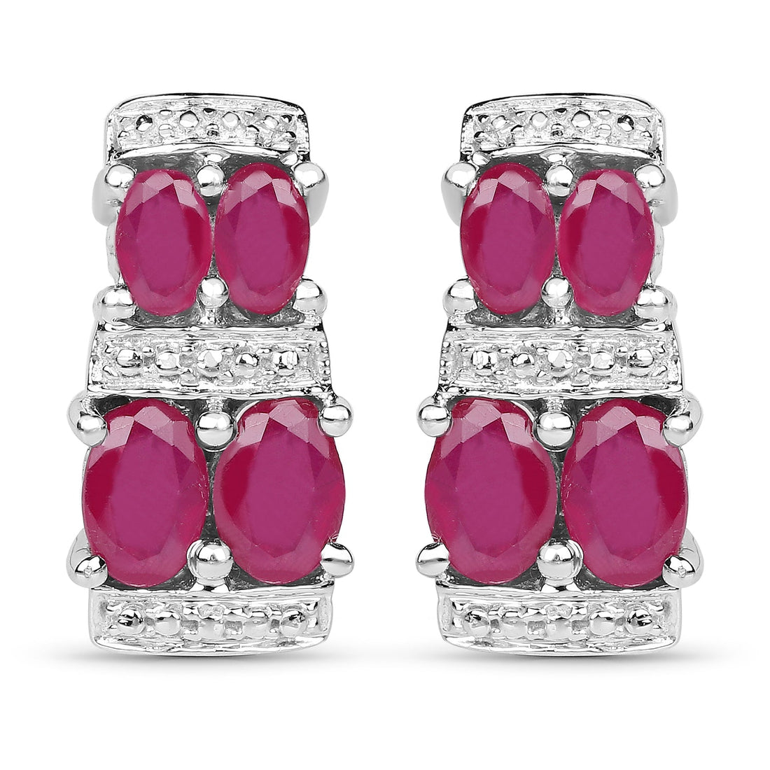 3.20 Carat Glass Filled Ruby .925 Sterling Silver Earrings by Bids.com