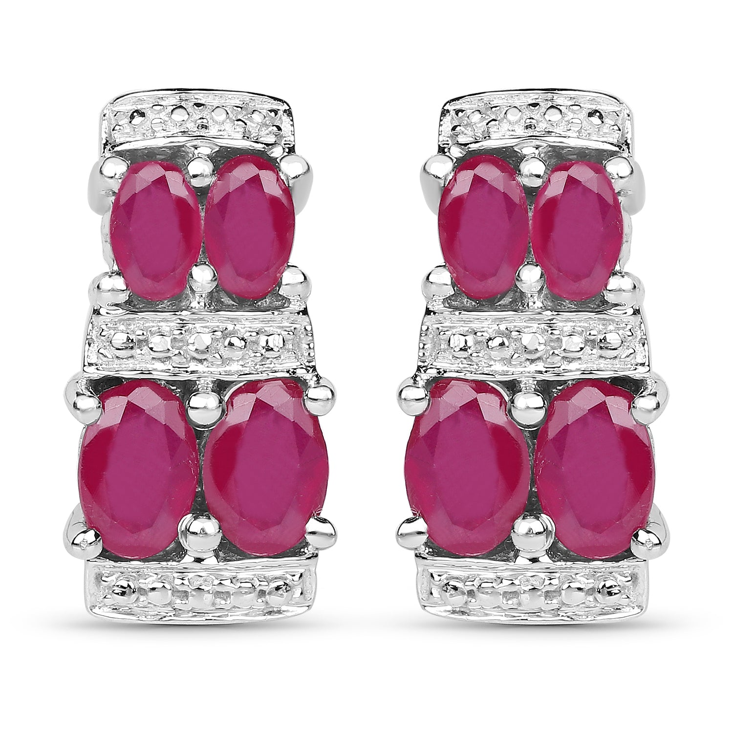 3.20 Carat Glass Filled Ruby .925 Sterling Silver Earrings by Bids.com