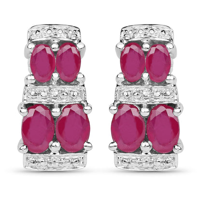 3.20 Carat Glass Filled Ruby .925 Sterling Silver Earrings by Bids.com