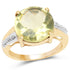 14K Yellow Gold Plated 9.26 Carat Genuine Lemon Topaz Buff Top and White Diamond Brass Ring by Bids.com