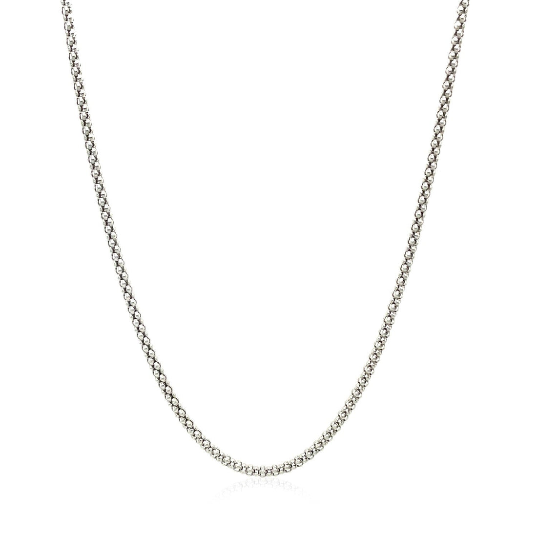Rhodium Plated 1.8mm Sterling Silver Popcorn Style Chain by Bids.com