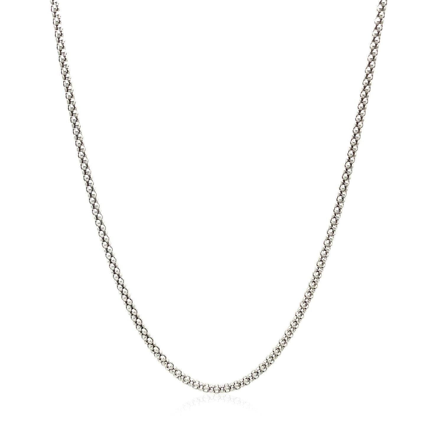 Rhodium Plated 1.8mm Sterling Silver Popcorn Style Chain by Bids.com