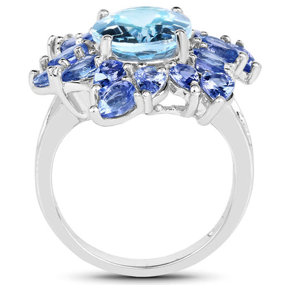 6.52 Carat Genuine Blue Topaz &amp; Tanzanite .925 Sterling Silver Ring by Bids.com