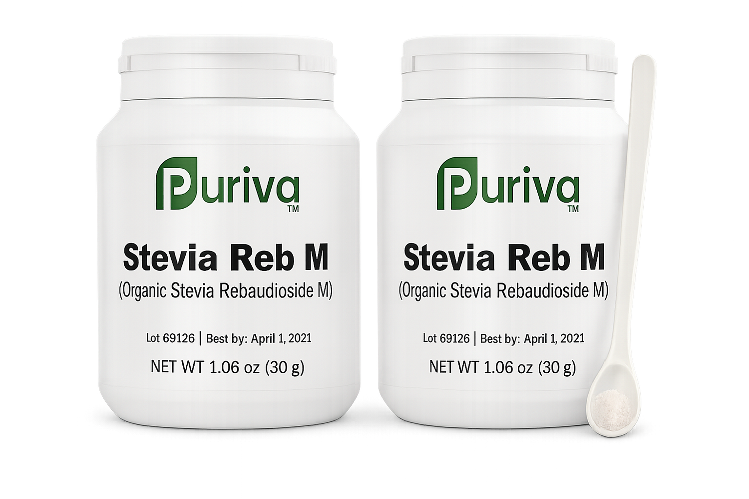 Stevia Reb M powder, (Reb-M | Rebaudioside M), 60 grams | 2,000 servings, Puriva Nutrition by Puriva Nutrition