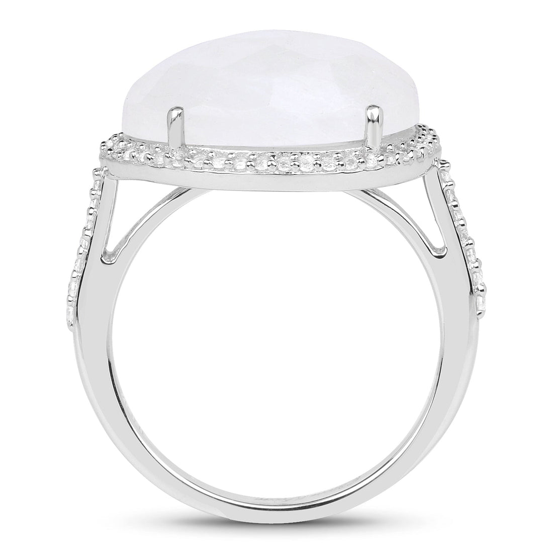 7.33 Carat Genuine White Rainbow Moonstone And White Topaz .925 Sterling Silver Ring by Bids.com