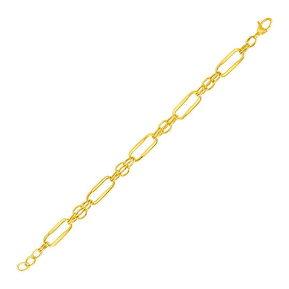 14k Yellow Gold Bracelet with Polished Rectangular Oval Links by Bids.com