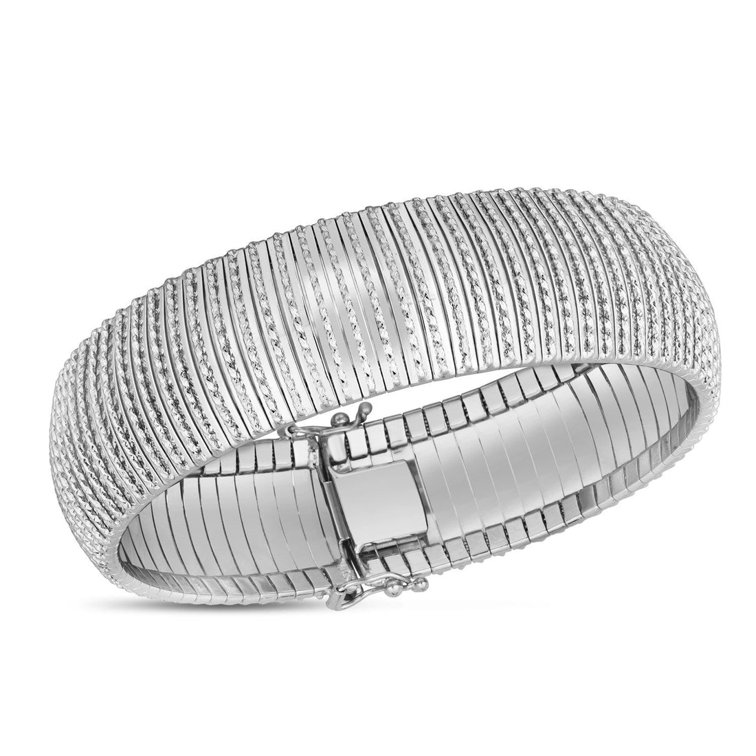 14k White Gold Bold Diamante Flex Bracelet (17.10 mm) by Bids.com