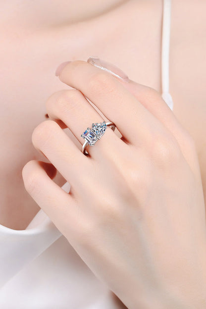 Rhodium-Plated 2 Carat Emerald-Cut Sparkala™ Ring by Sparkala