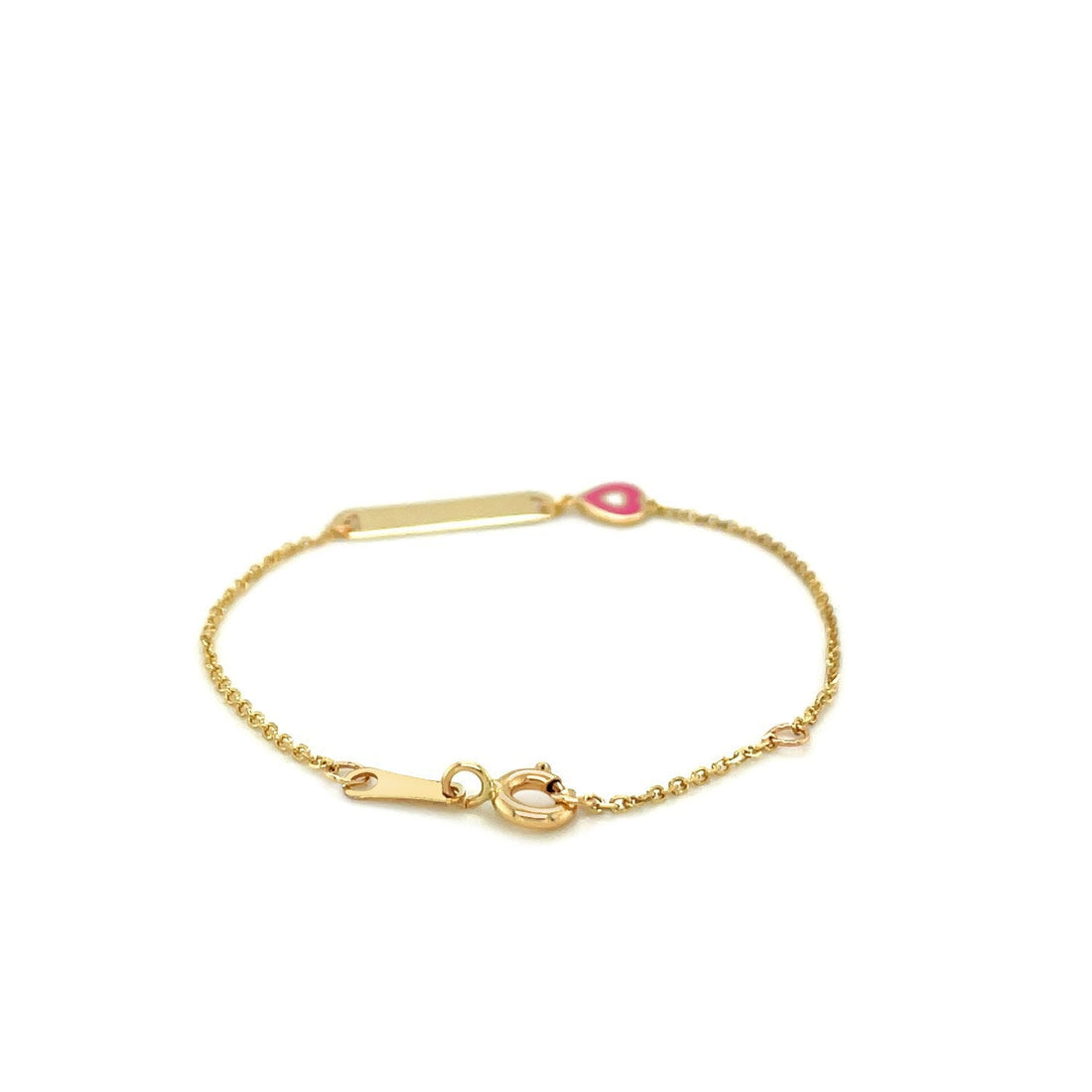 14k Yellow Gold 5 1/2 inch Childrens ID Bracelet with Enameled Heart by Bids.com