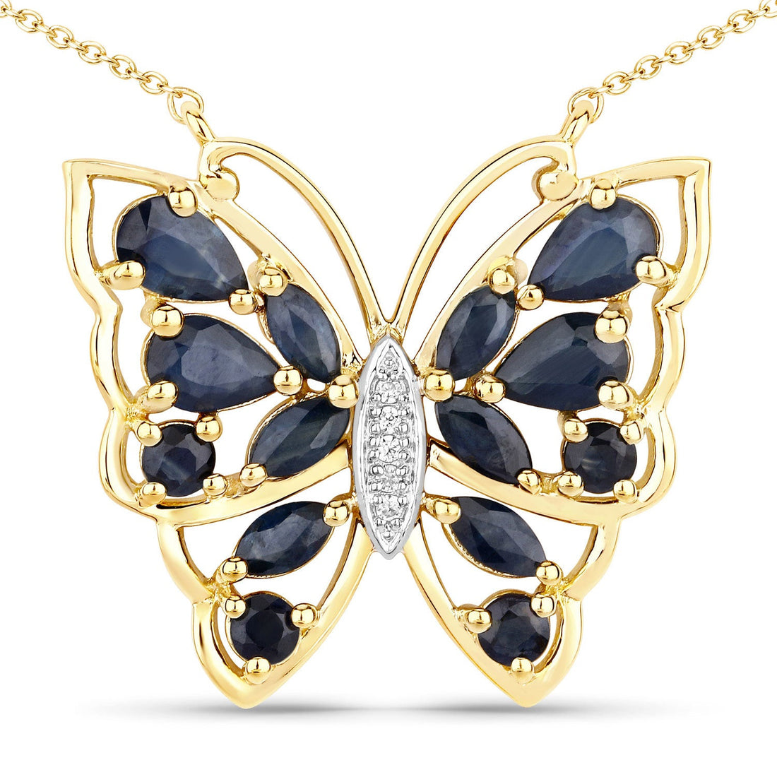 2.94 Carat Genuine Blue Sapphire and White Zircon .925 Sterling Silver Necklace by Bids.com