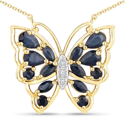 2.94 Carat Genuine Blue Sapphire and White Zircon .925 Sterling Silver Necklace by Bids.com