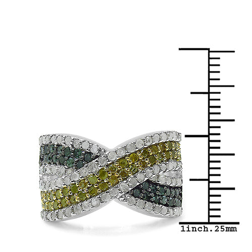 1.44 Carat Genuine Multi Diamond .925 Sterling Silver Ring by Bids.com