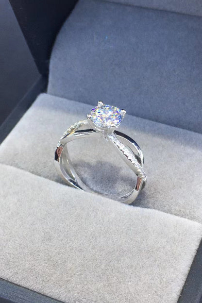 2 Carat Brilliant Round Cut Sparkala™ Crisscross Platinum Over Pure Sterling Silver Ring by Sparkala