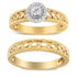 14K Yellow Gold Plated .925 Sterling Silver 1/5 Cttw Diamond Halo Engagement Ring and Wedding Band Set (I-J Color, I3 Clarity) - Size 7  DestGlow