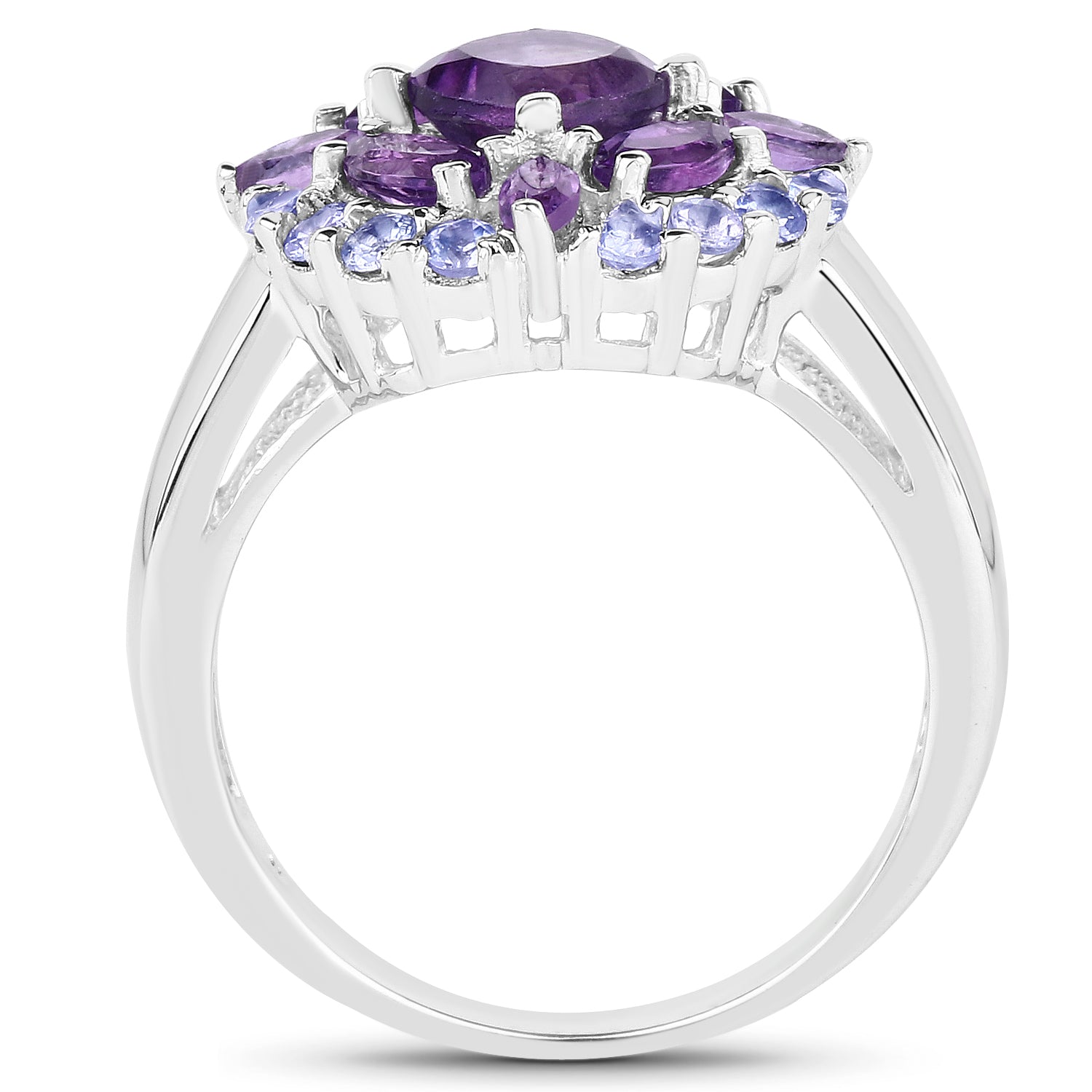 2.19 Carat Genuine Amethyst and Tanzanite .925 Sterling Silver Ring by Bids.com
