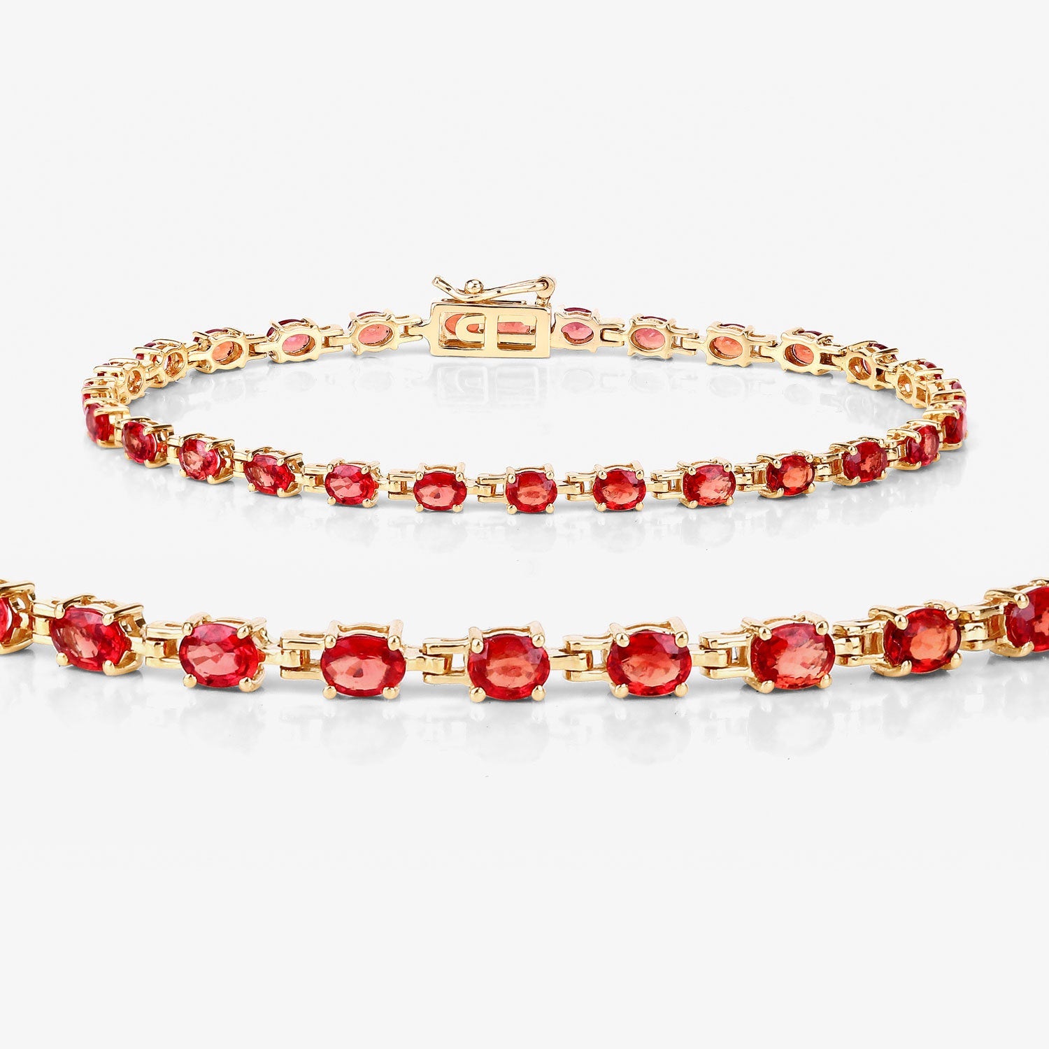 7.00 Carat Genuine Orange Sapphire 14K Yellow Gold Bracelet by Bids.com