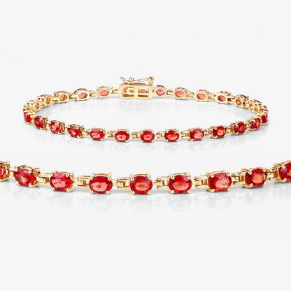 7.00 Carat Genuine Orange Sapphire 14K Yellow Gold Bracelet by Bids.com