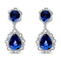 18K White Gold Blue Sapphire and Diamond 2.00 Cttw Diamond Halo Drop and Dangle Earring (G-H Color, SI1-SI2 Clarity) by Bids.com