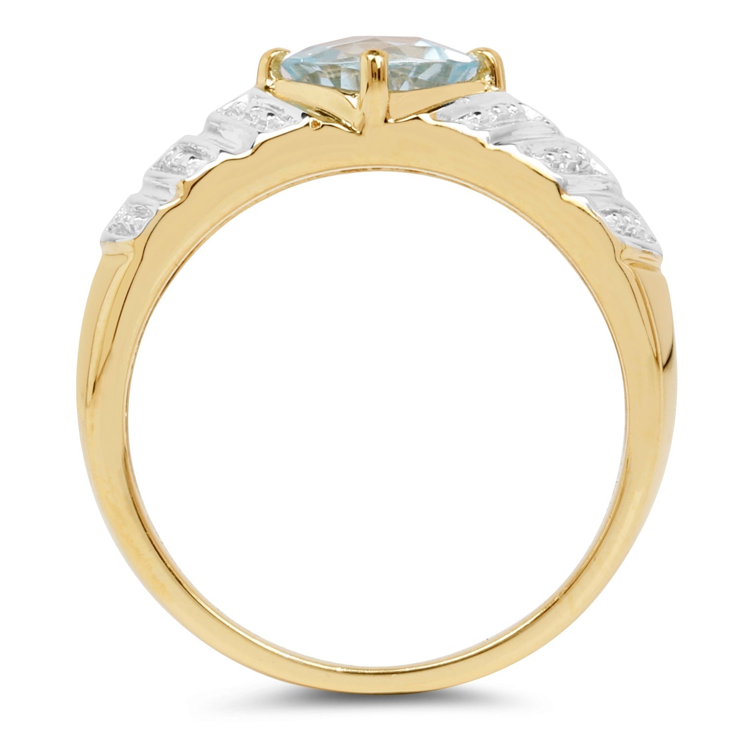 14K Yellow Gold Plated 1.70 Carat Genuine Blue Topaz .925 Sterling Silver Ring  DestGlow