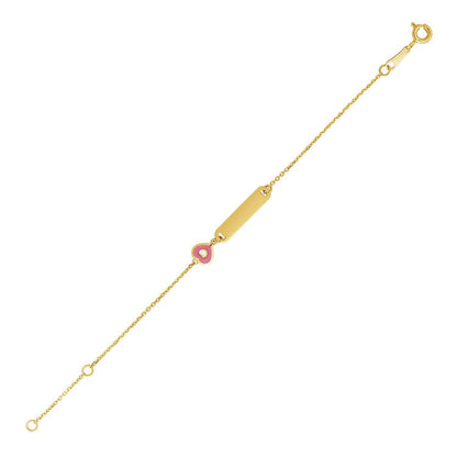14k Yellow Gold 5 1/2 inch Childrens ID Bracelet with Enameled Heart by Bids.com