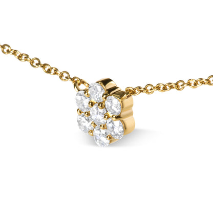 14K Yellow Gold 2.00 Cttw Diamond  Cluster 18" Station Necklace (I-J Color, I1-I2 Clarity)  DestGlow